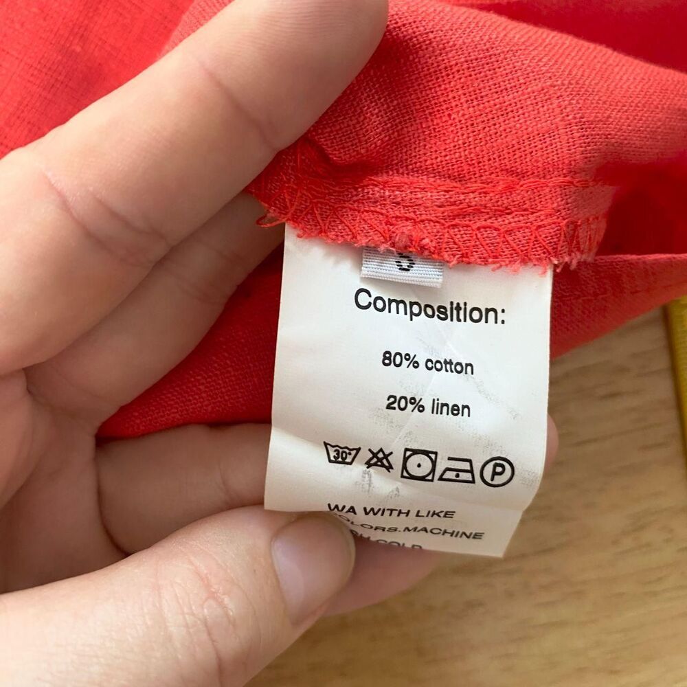NWOT Coral Red Linen & Cotton Sleeveless Button Up Tank Top Blouse S - Picture 4 of 8